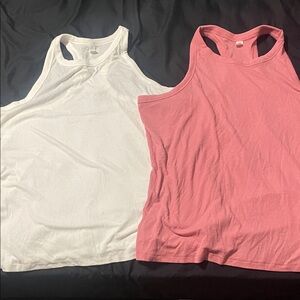 Old Navy Classic White and Vibrant Pink Tank Tops